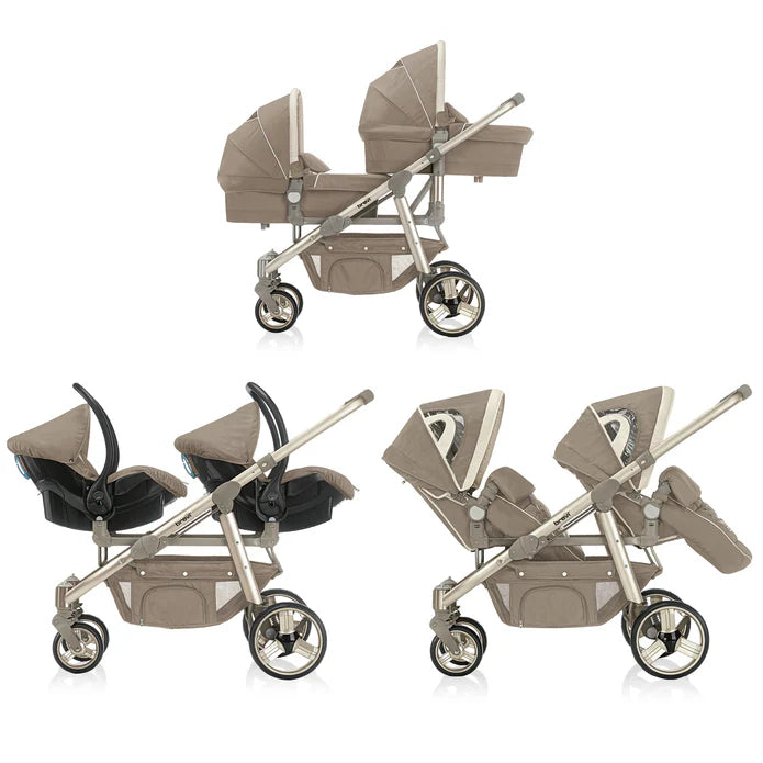 Trio Gemellare Brevi Ovo twin Tortora + basi auto - Ricondizionato -