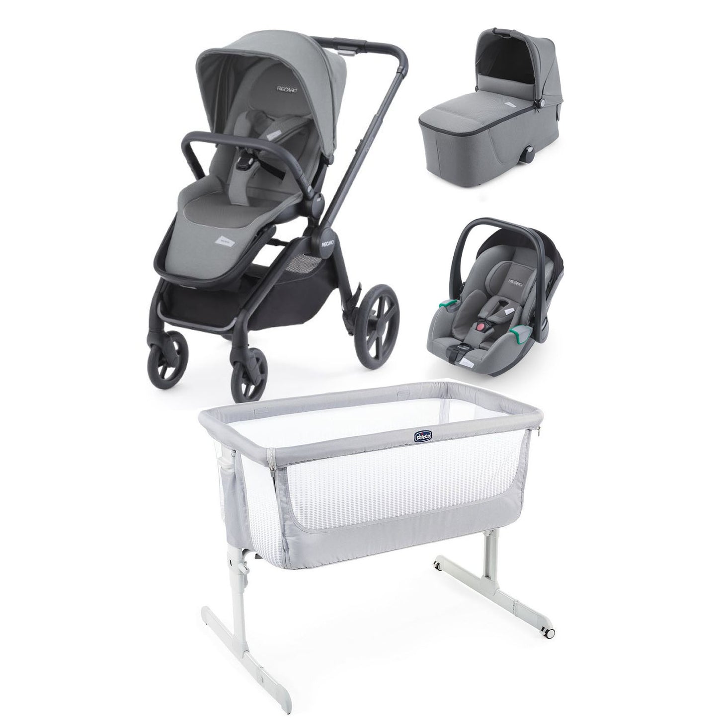 Offerta Combo Trio Recaro Sadena (Treal Green)+ Culla Chicco Next2me - Ricondizionato