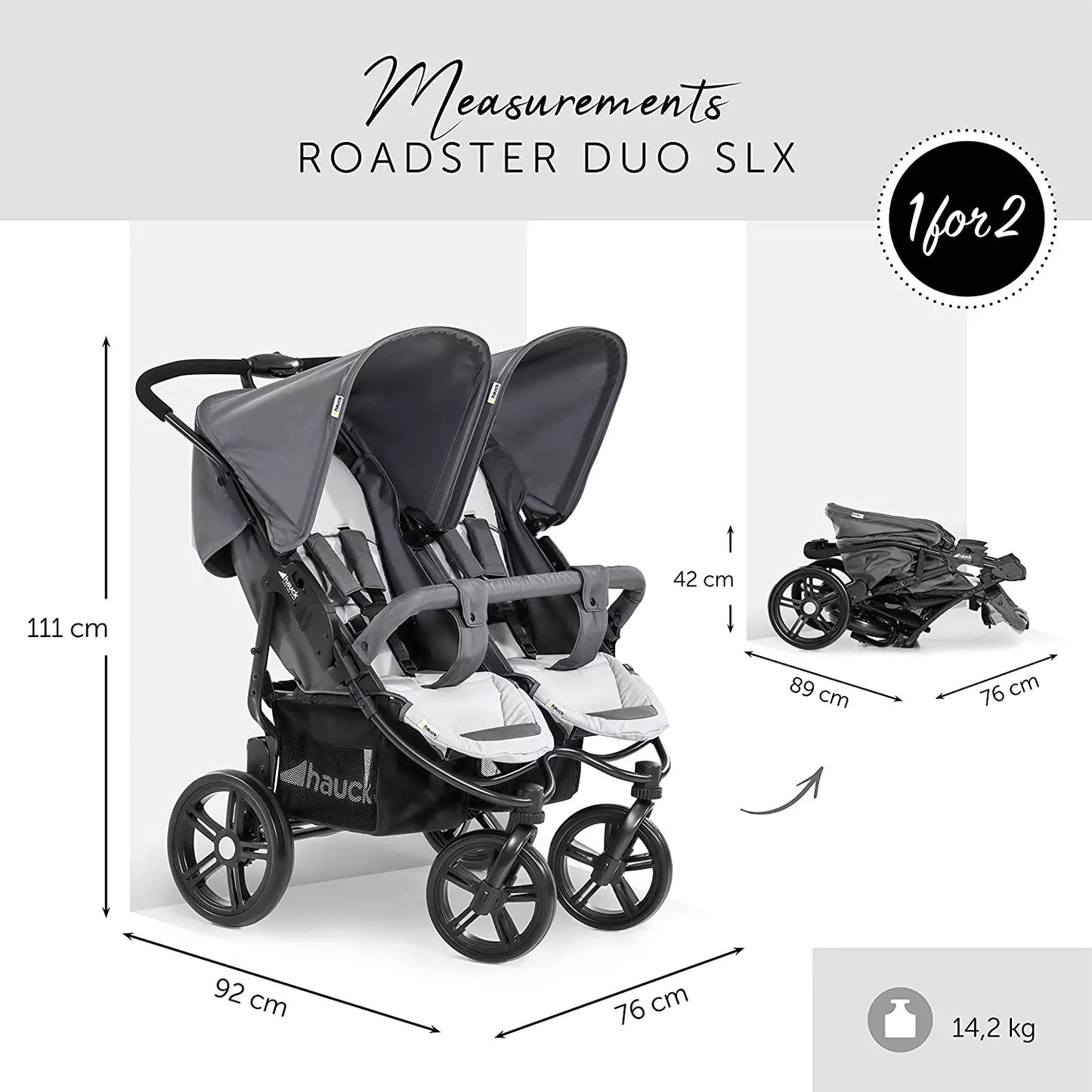 Passeggino Fratellare/gemellare Hauck Roadster duo Slx - Blu - Ricondiizonato -